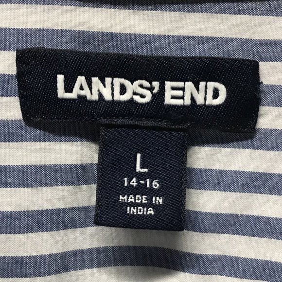 Lands' End Blue & White Striped Ombré Button Down Shirt - Picture 2 of 15